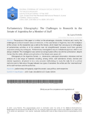 Exploring challenges faced by Argentine senators in parliamentary ethnography research.
