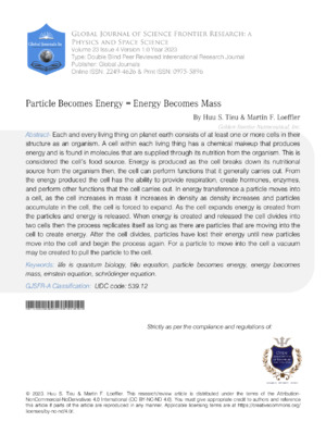 Energy becomes mass in quantum physics and space science.