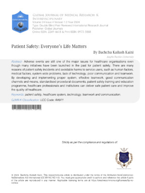 Patient safety in healthcare.