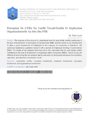 Alt text: Academic journal article on conflict impact on small and medium enterprises, with keywords on organizational and emotional effects.