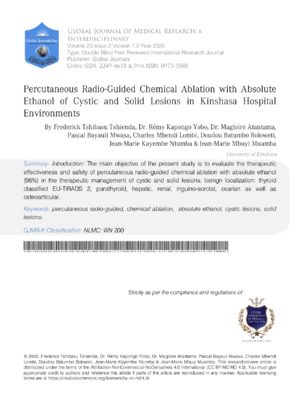 A detailed study on ethanol-based chemablation for cystic and solid lesions in a healthcare setting.
