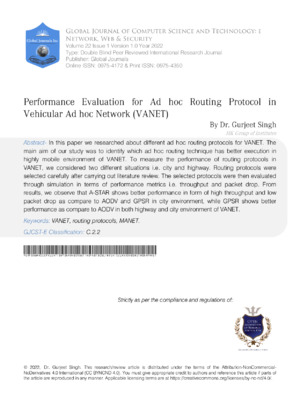 Efficient routing protocol evaluation for vehicle communication networks, focusing on performance and security aspects.