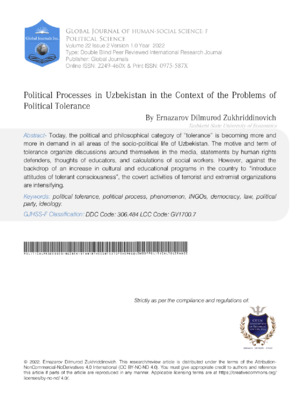 Uzbekistan political processes, tolerance, democracy, social issues, research journal.