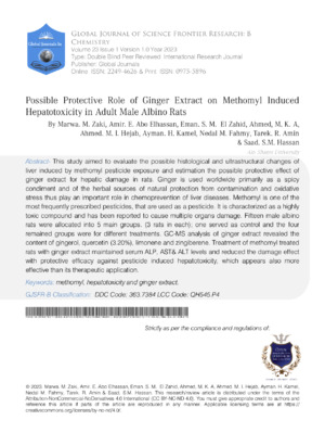 Ginger extract study on methomyl-induced liver damage and protective effects in rats.