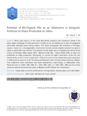 Alt text: Study explores bio-organic mix as eco-friendly alternative to inorganic fertilizer in African maize farming.