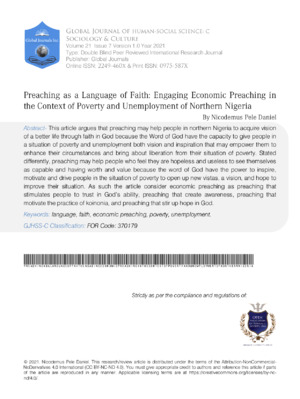 Preaching as a language of faith and economics in Northern Nigeria.