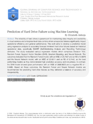 High-quality ALT text describing hard drive failure prediction using machine learning.