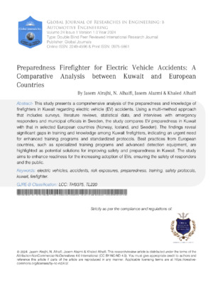 2. Research on electric vehicle fire accidents, safety protocols, and European and Kuwaiti comparisons.