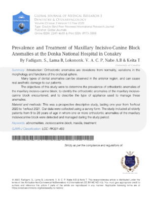 Orthopedic canine anomaly research at Donka National Hospital.