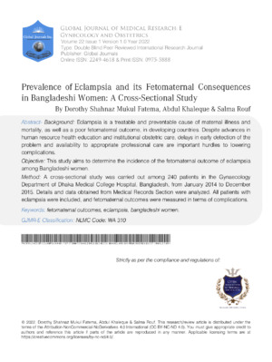 Eclampsia risk factors and outcomes in women; comprehensive study on maternal health.