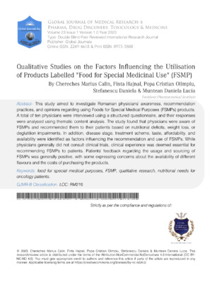 Food for special medical use labeled products in healthcare research.