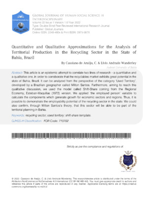Alt: Academic journal article on organic recycling and territorial production analysis in Bahia, Brazil.