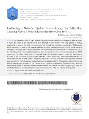 Advanced: Nigeria's future since 1999, analyzing election impacts, politics, and democracy since 1999.