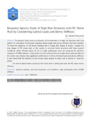 Spectral response study on RC shear wall considering lateral loads and stiffness.