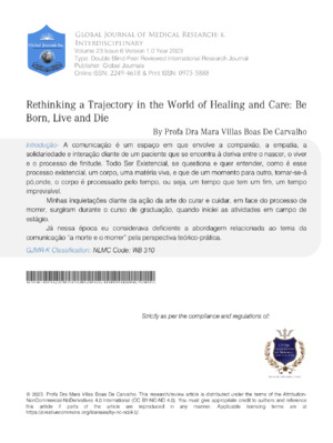 Alt text: Academic research article on healthcare, healing, and life cycle by Prof. Dra Mara Villas.