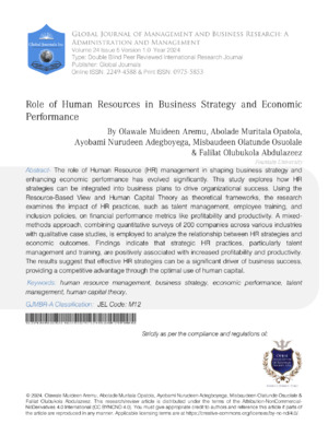 Enhances business strategy and economic performance through effective human resources management in organizations.