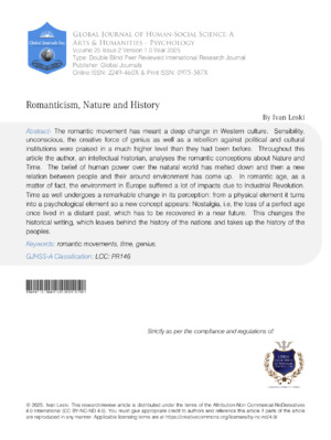 Romanticism and human history in literature, arts, and psychology. Analyzes how romantic ideas influence cultural and historical developments.