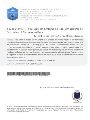 Alt text: Academic journal cover on mental health and public policies in urban populations.