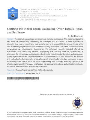 Secure digital realm, cybersecurity, risks, resilience, research, academia, online safety, digital security.