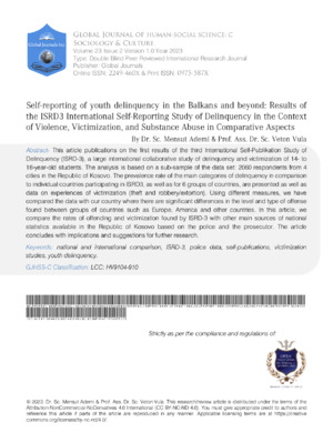 Research article on youth delinquency, SRSS, social sciences journal, academic research publication.