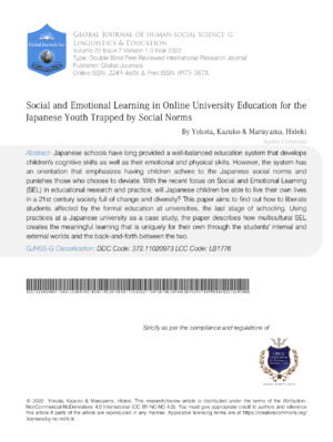 Online Japanese youth social-emotional learning through university education.