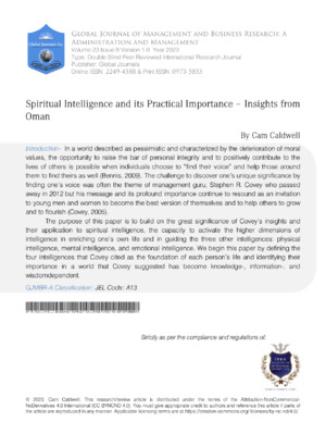 Unique insight into spiritual intelligence and its importance in Oman’s cultural context.