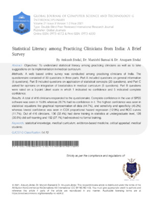A brief survey on statistical literacy among practitioners in India.