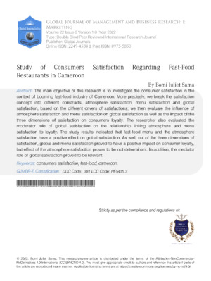 Enhanced research on fast-food restaurant satisfaction in Cameroon for improved customer experience and loyalty.