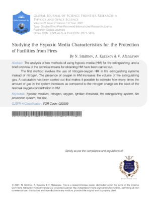 Hypoxic media and fire protection facilities.