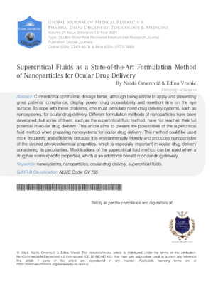 High-quality alt text emphasizing the research focus on nanocarriers for ocular drug delivery and supercritical fluids.
