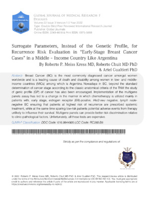 Enhanced ALT: Study on genetic profiles and recurrence risk assessment for early-stage breast cancer in Argentine patients.