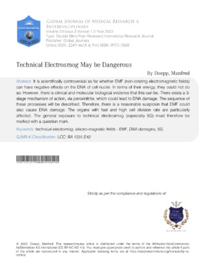 Electromagnetic health risks research article on dangerous effects of electromagnetic fields.