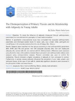 Primary flavor and relationship with adiposity in young adults.