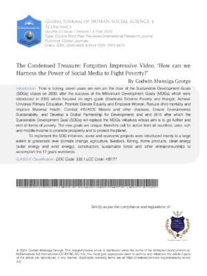 Alt: Academic journal cover on harnessing social media for poverty alleviation research.