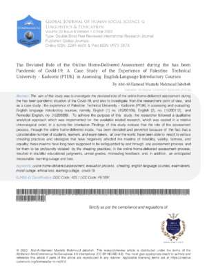 Exploring online research assessment during COVID-19 pandemic.