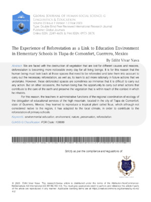 Reforestation impact in elementary schools, Mexico, linking education with environmental sustainability efforts.