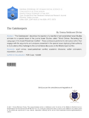An academic journal article on Israeli security and Palestinian conflict by Donna Robinson Divine.