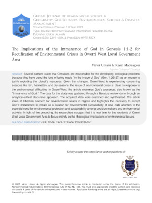 Ancient biblical references highlight God's influence on environmental issues and governance in Genesis, relevant to modern environmental concerns.