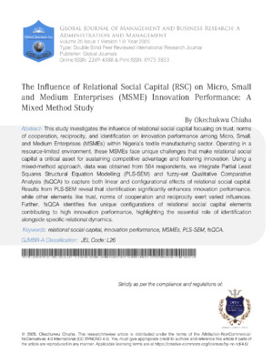 Alt text: Study on relational social capital's effect on micro and small enterprises' innovation performance.