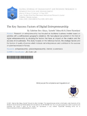 Research on digital entrepreneurship factors and their impact on business growth and innovation through global journals.