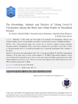 Alt text: Academic research on Covid-19 vaccination practices among rural and urban populations in Patakualhi District.