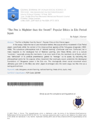 Ethics in Edo Period Japan for Academic Research.