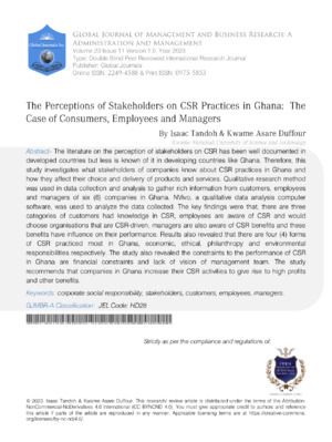 Perception of CSR practices in Ghana.