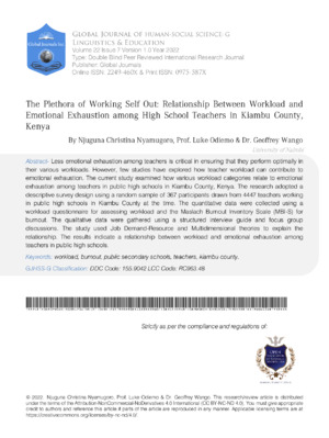Alt: Teachers' workload and burnout awareness impacting emotional exhaustion in Kenya schools.