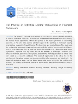 Leasing transactions in finance, reflecting lease standards, and accounting practices in financial statements.