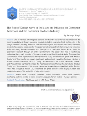 Alt: Korean wave influence on consumer behavior in India, research in management and business industry.