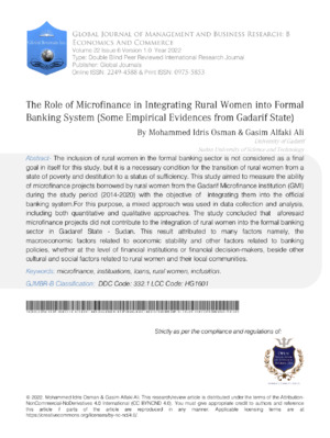 Microfinance, women's empowerment, rural finance, financial literacy, gender equality, development.