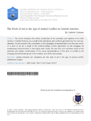 Peace and conflict research journal cover showing artwork related to armed conflict in Central America, emphasizing social sciences.