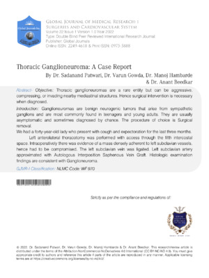 Thoracic ganglioneuroma case study by Dr. Sadananad Salgare, focused on diagnosis, imaging, and treatment outcomes.