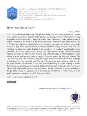 High-quality academic paper on matter properties in physics and space science.